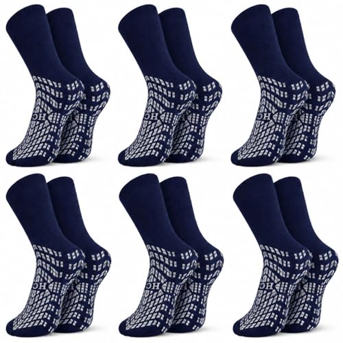 HCS Hospital Socks with Grips for Women &amp; Men, Unique 360 Tread (6 Pairs)