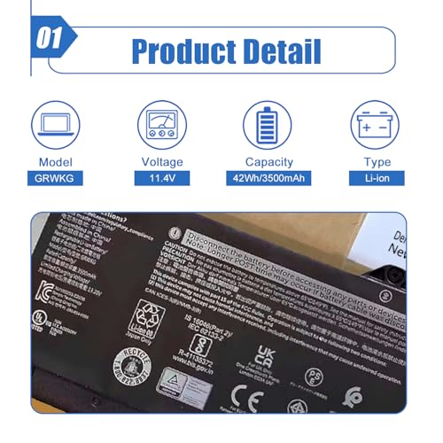 Image of Densting GRWKG Laptop Battery Replacement for Dell Latitude 3340 3440 3540 P28F P28F004 P170G P170G001 P37G P37G004 P169G P169G001 Series Notebook R73TC DR02P GTG7N 11.4V 42Wh