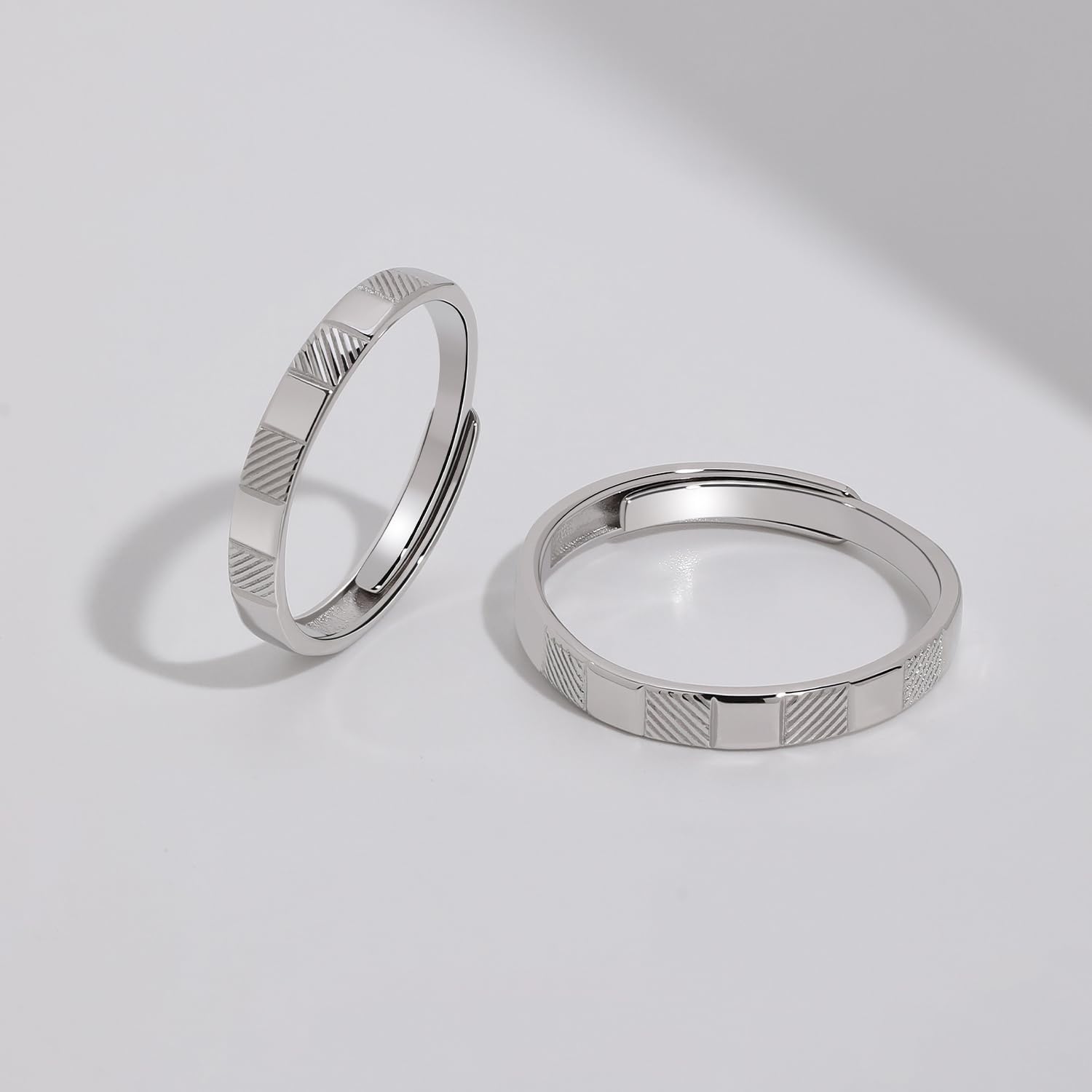 Meissa Wedding Bands for Women Men Couples Husband His and Hers Silver Travel Engagement Ring Matching Promise Ring Set Anniversary Gifts