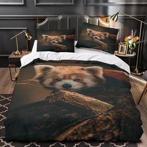 Parure de lit panda roux microfibre 3D à fermeture éclair effet super doux - 2