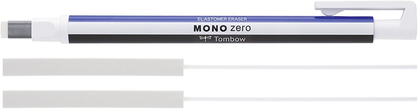 Tombow precision rubber, Mono zero, can be refilled, square tip, 2.5 mm x 5 mm Radierstift (eckige Spitze) Weiß + Refill