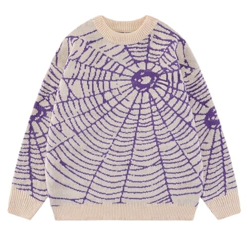Pull Y2K chaud en tricot doux à manches longues motif araignée