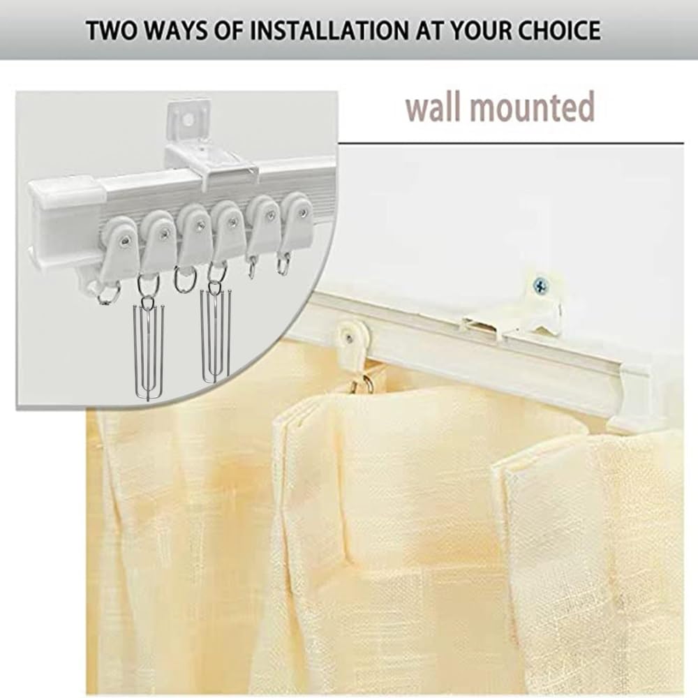 Rail de Rideau en Plastique Souple et résistant, Style Moderne, courbé, pour Plafond, avec système antibruit. Accessoires Souples et Flexibles pour Rideaux et voilages. Idéal pour Les Murs l