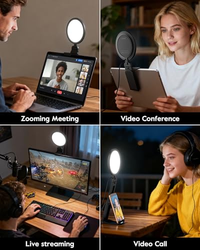 Computer Zoom Lighting for Video Conference, 5" Eye-Caring Ring Light with 50 Modes CRI>97.8, 3000K-6500K for Video Recording/Streaming/Selfie, Desk Lights for Phone/Laptop/Webcam/Monitor - Image 4