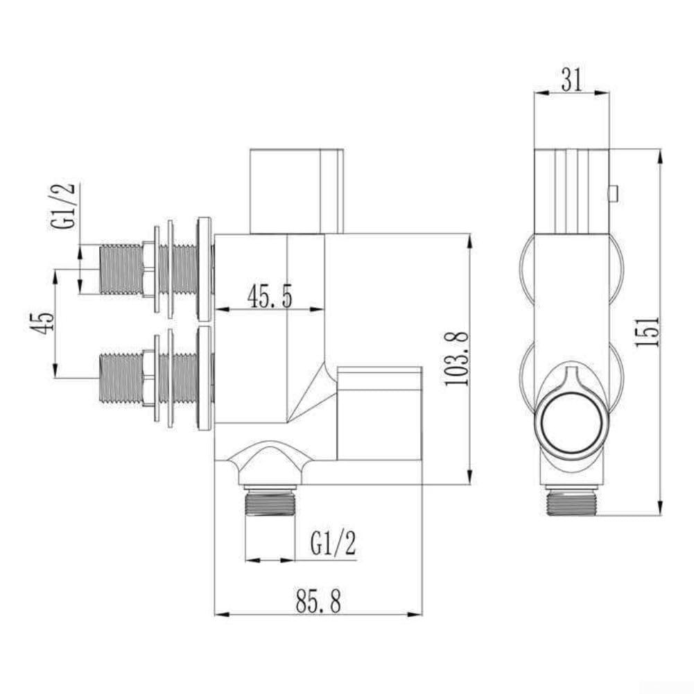 Válvula mezcladora termostática de latón para ducha, entrada/salida G de 2 pulgadas, grifo de control de temperatura con acabado cromado para baño, RV, cámper, color plateado
