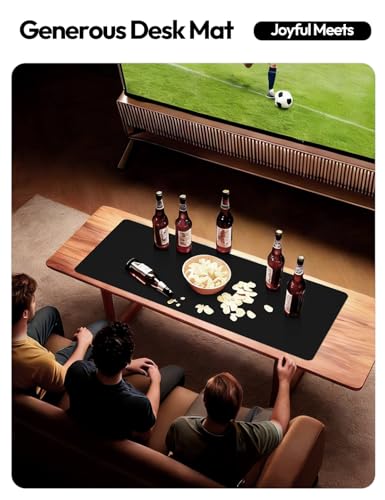 Image of YSAGi Leather Desk Protector, Office Mat, Large Mouse Mat, Non-Slip PU Leather Blotter, Laptop Desk Mat, Waterproof Writing Pad for Office and Home(Black, 63 inch x 17.2 inch)