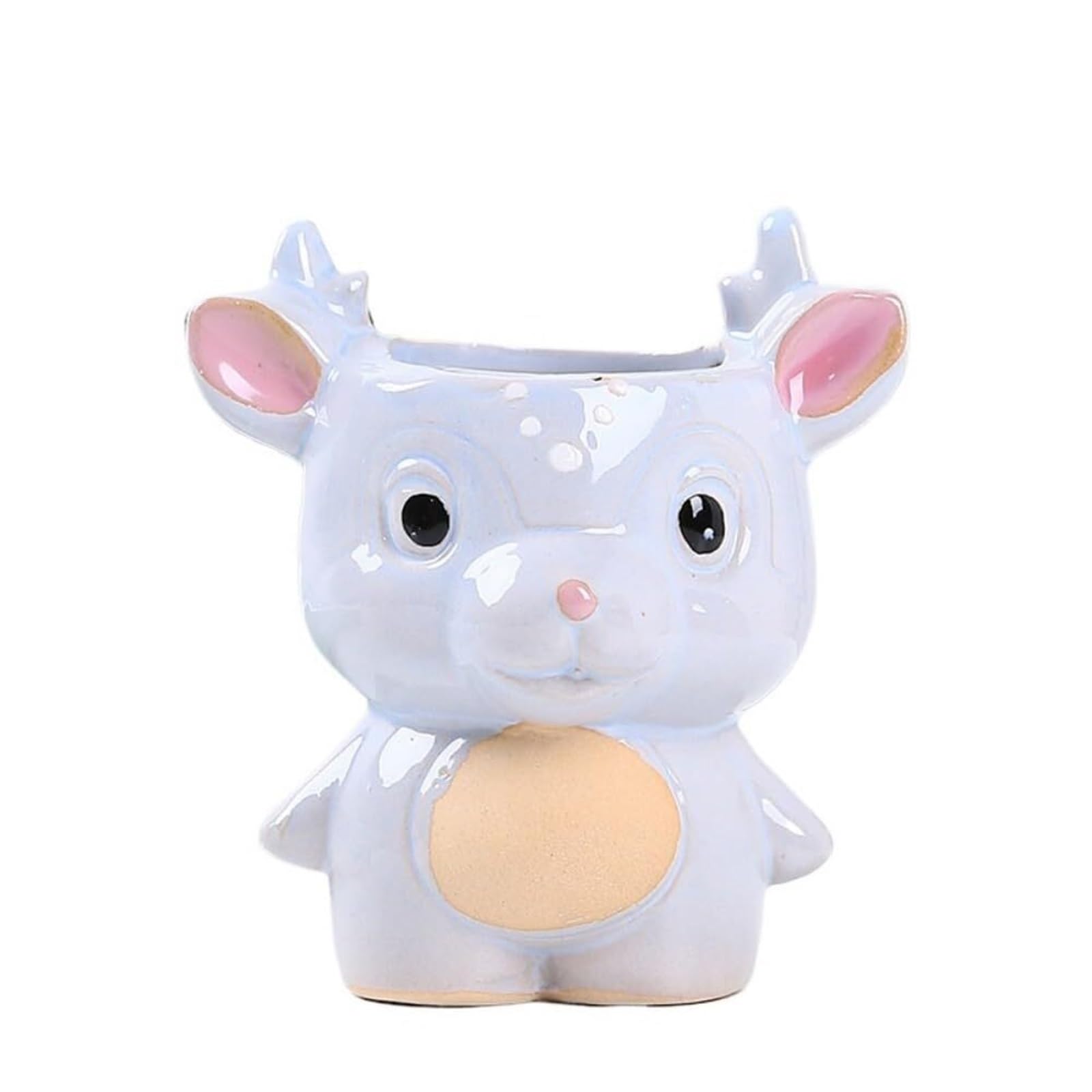 MDNIPQBAM natural Ceramic Deer Succulent Plant Pot Suitable For Herbs And Cactus Containers for garden(C)
