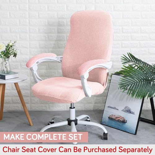 Image of HOKIPO 210gsm Jacquard Water Repellent Armrest Covers for Office Chair (Elastic Style), 1 Pair, Pink (AR-5931-PNK)