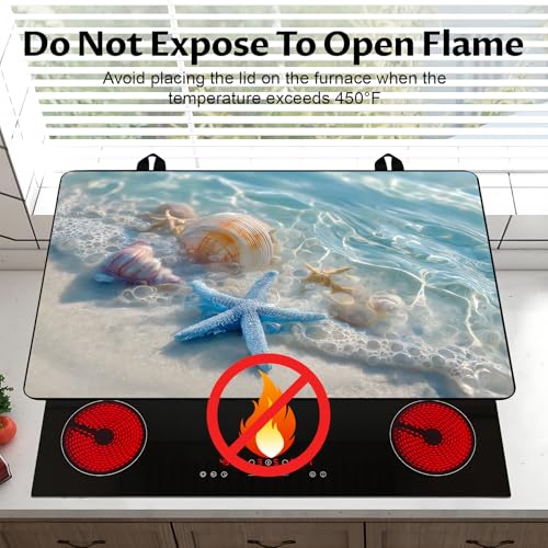 Image of BVBOX 28.5 inch x 20.5 inch Stove Top Cover Mat for Electric Stove, Non-Slip Stove Cooktop Countertop Protector Cover Pad Washable Absorbent for Kitchen Home Decoration (Starfish Shell, 28.5 inch*20.5 inch)