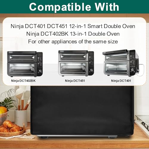 Image of Heavy Duty Air Fryer Oven Cover for Ninja Double Stack DCT451 /DCT601 /DCT651 /DCT401,18.72 inchDx17.34 inchWx13.40 inchH, 600D Heat-Resistant Nylon w /Aluminum Foil, Waterproof Dustproof toaster oven covers