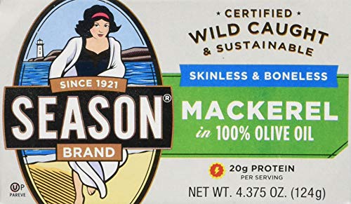 Season Fillets of Mackerel in Olive Oil, 4.375-Ounce Tins (Pack of 12)