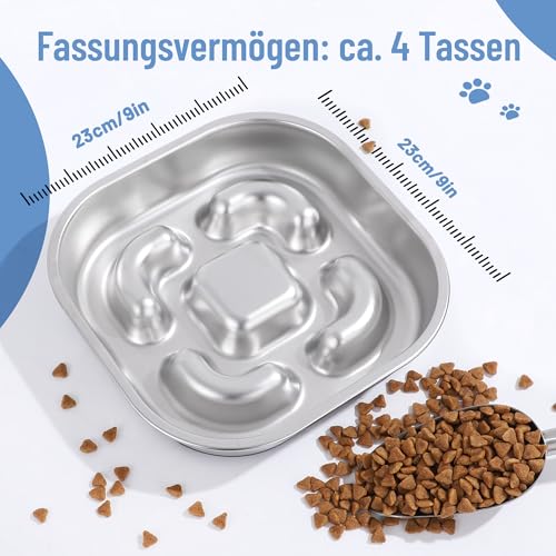 Nayelf Anti Schling Napf Hund aus 304 Edelstahl, Antischlingnapf Hunde mit Silikonboden, Futternapf Hund aus Metall für kleine und mittelgroße Hunde