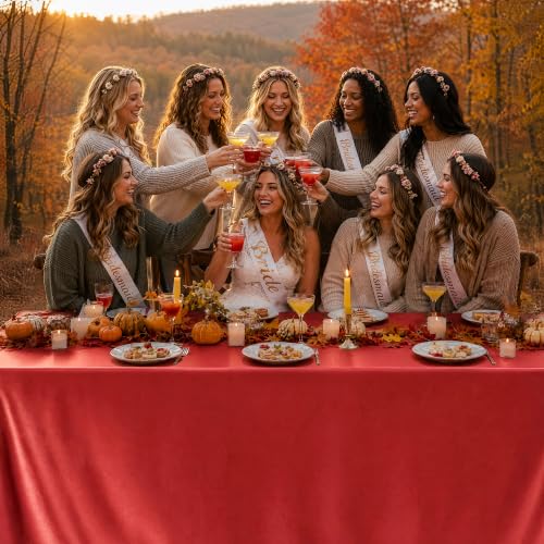 Image of TURSTIN 4 Pack Fall Themed Satin Tablecloth 102 x 58'' Overlay Table Cover