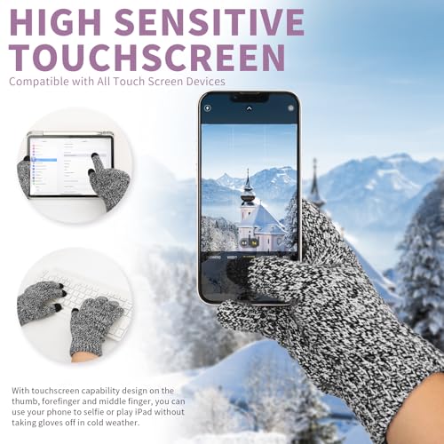 Winter Clothes Set with Beanie Hat Touchscreen Gloves Long Neck Scarf, Valentines Day Gifts for Her Adult Women Wife - BLACK
