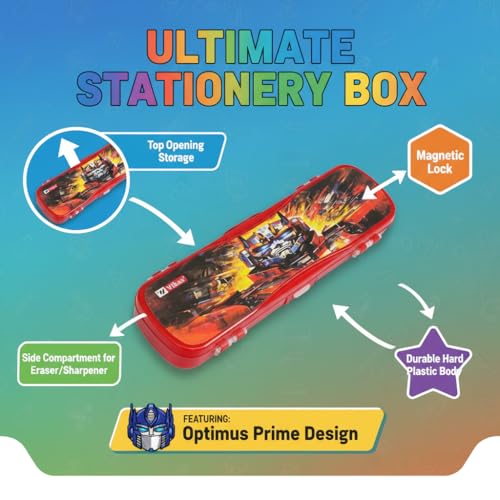 Image of Vikas' Robot Warrior Mini Pencil Box for Kids | Cartoon Transformer Theme | Small Size Pencil Case for Boys | Plastic Stationery Organizer Box (Pack of 1)