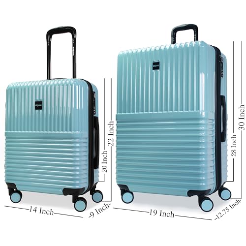 World Traveler Dejuno Tonal Lightweight Polycarbonate Hardside Expandable Spinner Luggage Suitcase with TSA Lock, Glacier, 2-Piece Set(20in,28in)3