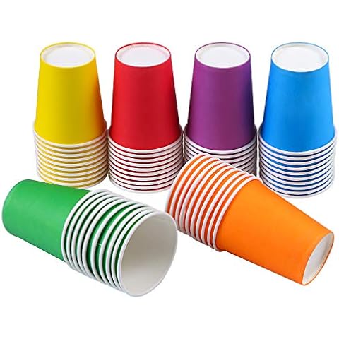 URATOT 60 Pieces 9 Ounce Disposable Paper Cups Party Cups Drinking Cups for Party, DIY and Holiday, 6 Colors Cover