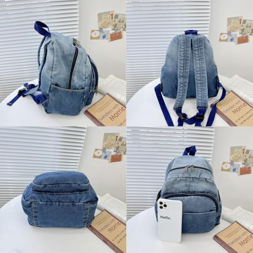 Image of MaxxCloud Vintage Denim Laptop Backpack Casual Canvas Daypack Handbag Purse Lightweight Rucksack Shoulder Bag