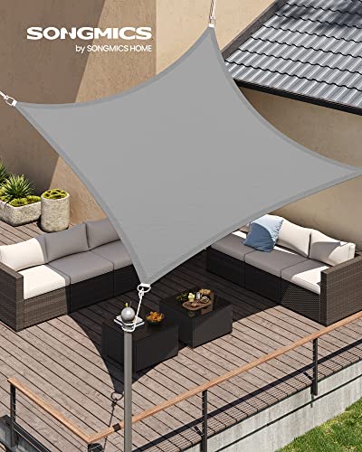 SONGMICS Sonnensegel 3 x 3 m, wasserfest mit Einer Wassersäule von 665 mm, Sonnenschutz aus reißfestem Polyester, UV-Schutz 93%, Terrasse, Garten, Balkon, quadratisch, 2 m Seile, hellgrau GSH33QY 2