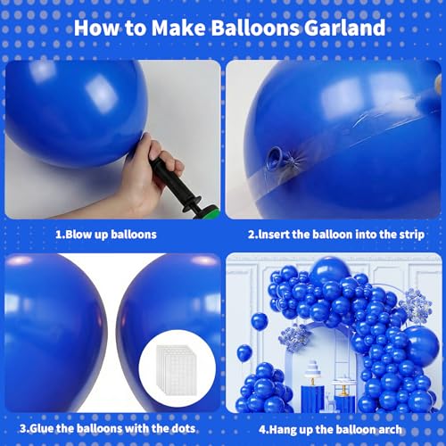 Image of Blue Balloons Arch Kit,130pcs Royal Blue Balloon Garland,Different Sizes Blue Latex Balloons for Graduation Party,Baby Shower,Gender Reveal,Under The Sea Birthday Party Decorations