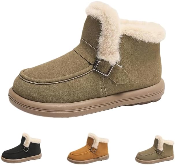 Womens Moccasin Snow Boots Warm Winter Boots Ankle Boots for Women Outdoor Fur Lined Womens Shoes Slippers