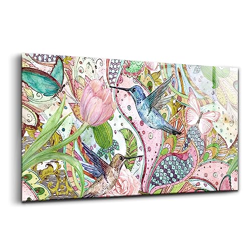 Tableau verre coloré moderne 140x70cm de peinture sur verre et décoration murale fleur