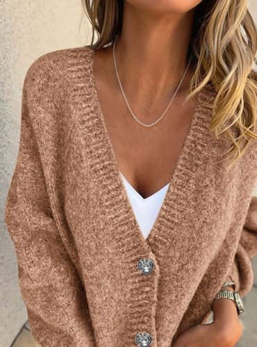 PRETTYGARDEN Cardigan Sweaters for Women Trendy Fall 2025 Long Sleeve Button Down Oversized Chunky Knit Sweater Outerwear