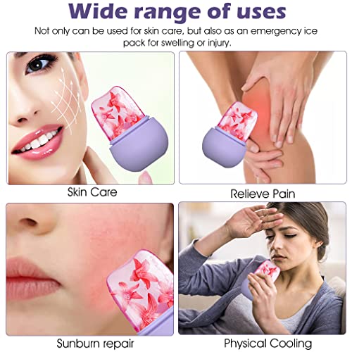 Image of HANNEA Ice Roller for Face Massage & Eye, Anti-Leak Silicone Ice Face Roller Ice Mould With Cleansing Brush, Women Skin Care Ice Facial Roller for Eliminate Edema & Calm Skin, Shrink Pore (Purple)
