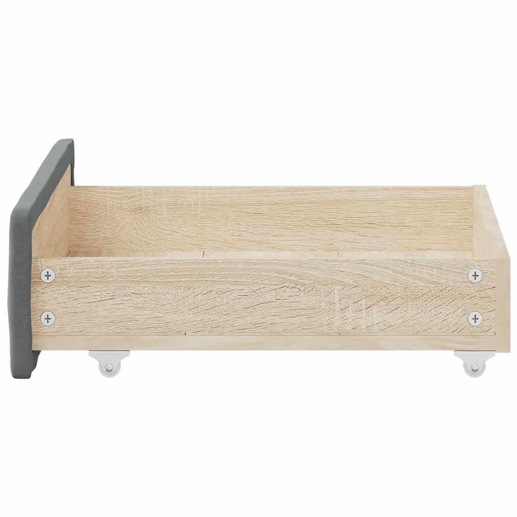 Bettschubladen 2 Stück Dunkelgrau Holzwerkstoff Stoff Bett Stauraum Organizer für Schlafzimmer, platzsparend, langlebig, mit Rollen, passend für Betten in Standardhöhe, einfache Montage