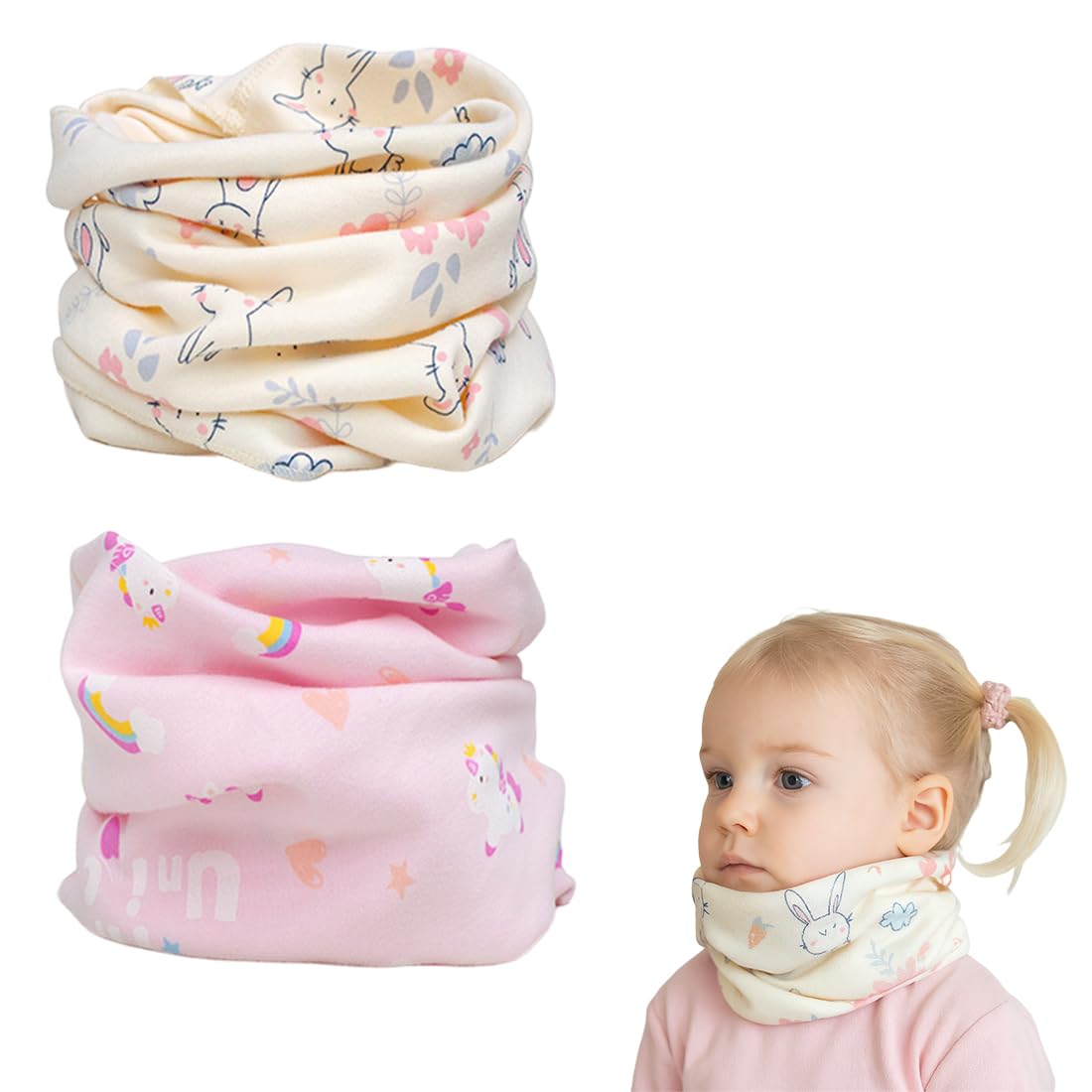 Bufanda Cuello Multifunción para Niño Niña Algodón Unicornio Conejo