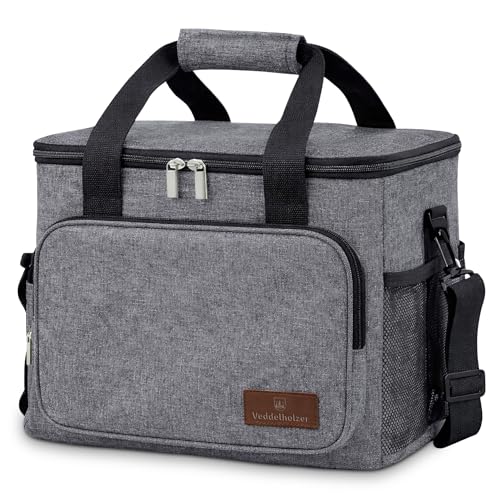 Veddelholzer XXL 33L Kühltasche Picknicktasche mit Tragegurt Isolierte Faltbare Kühlbox- und Lunchbox Tragetasche für Picknick Strand & Camping Große Thermotasche mit Schultergurt Wasserdicht