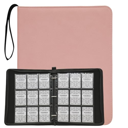 Image of Card Binder - 720 Capacity, Zippered Trading Card Holder for MTG, Sports & Collectible Cards - Acid-Free, Durable & Travel-Friendly Storage (Pink dots, 9 Pocke)