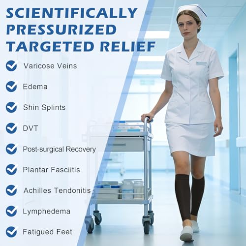 beister Waden Medizinische Kompressionsstrümpfe Damen & Herren Krampfadern Medizinisch Thrombosestrümpfe Schutz mit 20-30 mmHg Klasse 2 Gradientenkompression