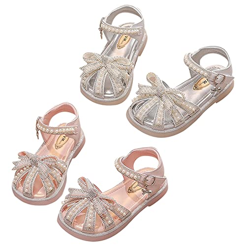 Girls Sandals Leather Soft Closed Toe Cute Flat Dress Sandals Strappy Summer Shoes Toddler/Little Kid/Big Kid (Pink, 7 Toddler)2
