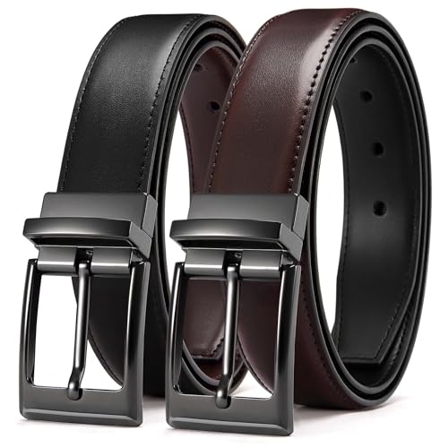 CHAOREN Reversible Belt Men 1 Piece - 1.25" Leather Dress Belt