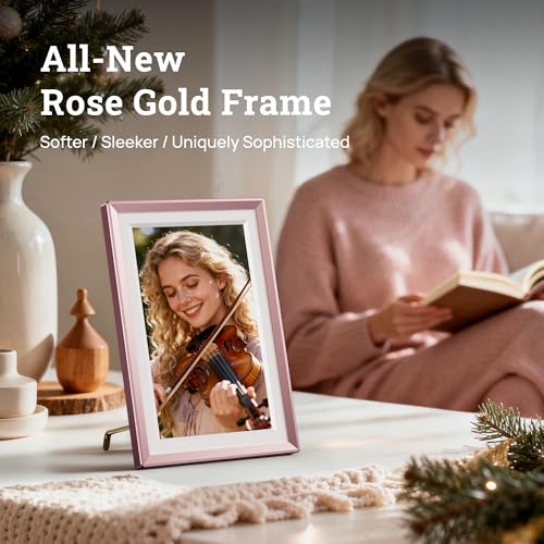 Image of ARZOPA D10 Metal Digital Picture Frame Free Cloud Storage No Subscription 10.1 inch HD Anti-Glare Touchscreen Instant Photo & Video Sharing from Phone Ideal for Thoughtful Gifting Exquisite - Rose Gold