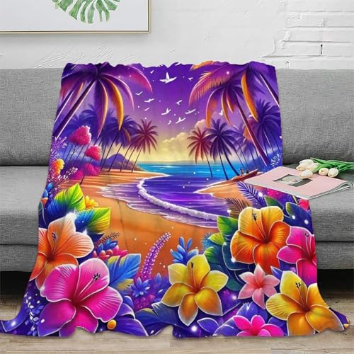 Couverture de lit paysage côtier 3D en microfibre douce 127x152 cm - 2