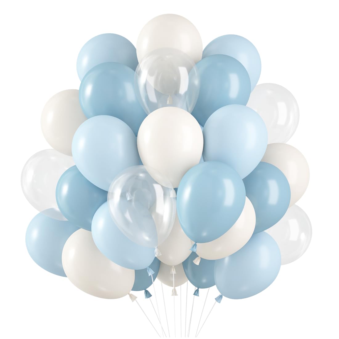 Luftballons Blau Weiss 60 Stück, Blaue Luftballons Hellblau Helium Ballons, Weiss Blau Latex Ballons, Luftballons Blau Weiß für Jungen Geburtstag Babyparty Taufe Baby Shower Hochzeit Party Dekoration