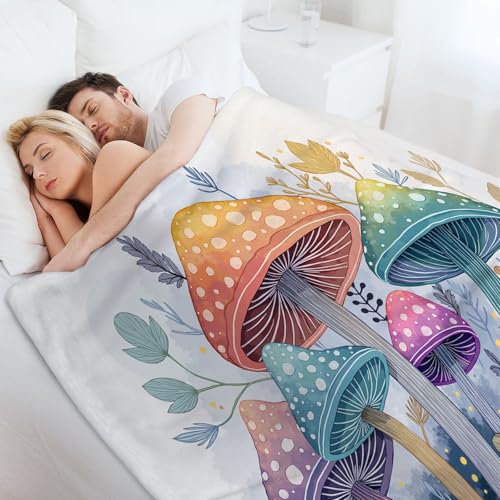 Couverture flanelle microfibre champignons plaid chaud lit canapé toutes saisons - 5