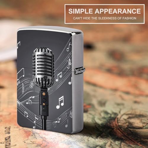 Funda para encendedor con diseño de micrófono y notas musicales miniatura 6