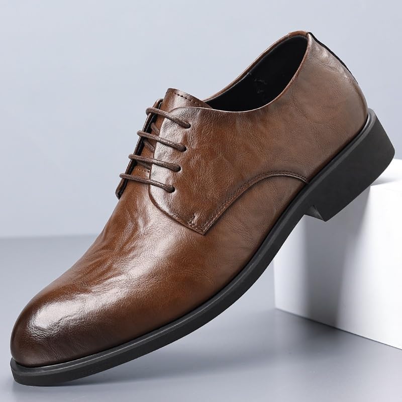Elegant Man Dress Shoes, Casual Leather Modern Fashion Pointed Toe Lace Up Wedding Office Work Tuxedo Shoes2
