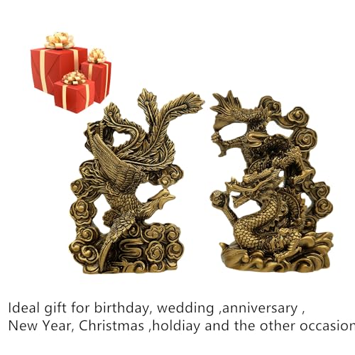Estatua Feng Shui Dragón y Fénix decoración hogar miniatura 5
