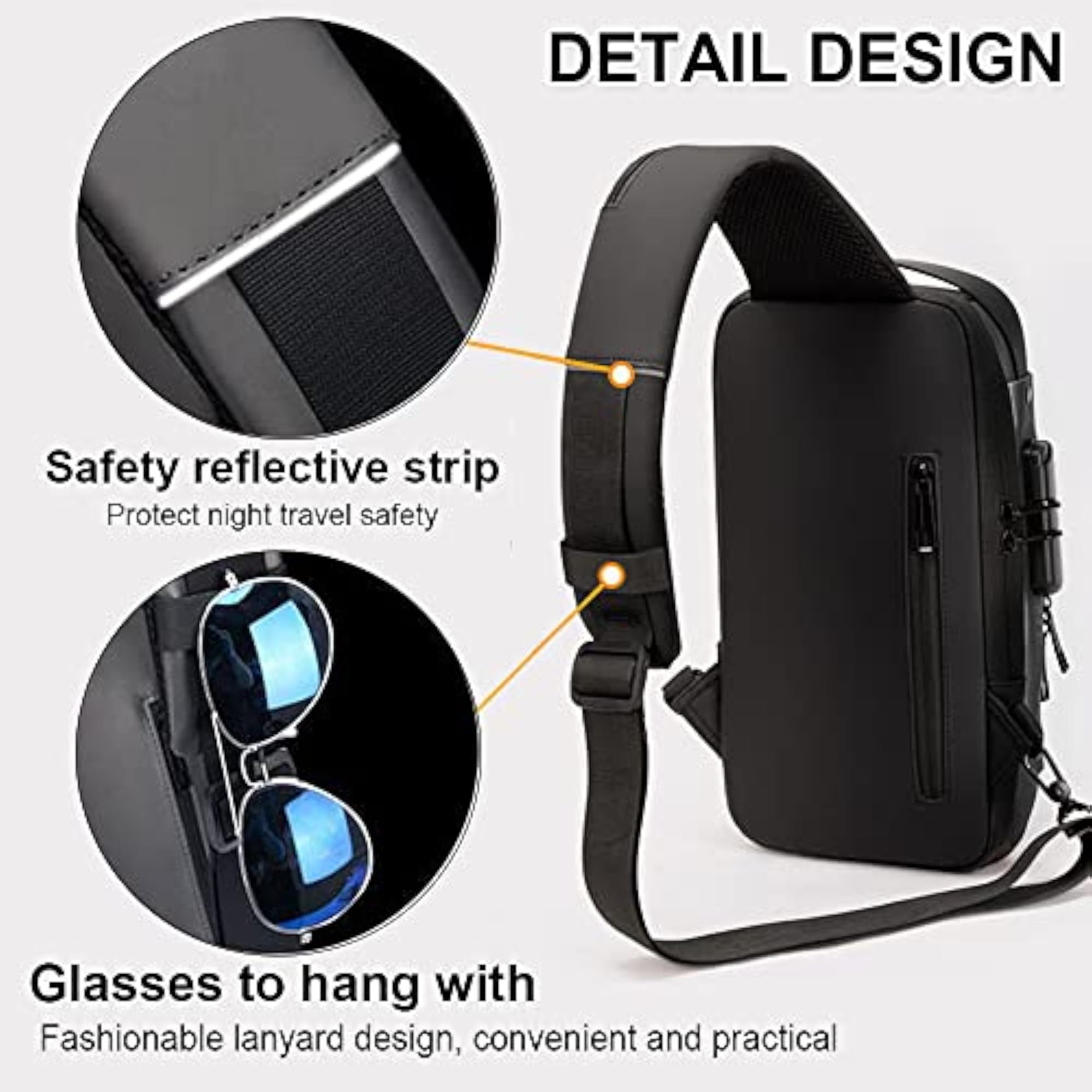 USB Anti-Theft Waterproof Sling Backpack, Casual Daypack