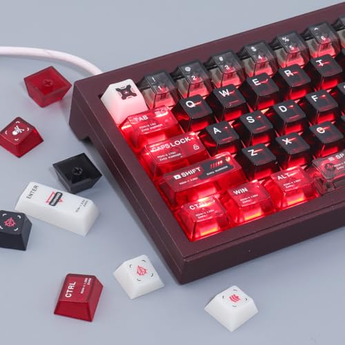 Keycaps de policarbonato transparente para interruptores Cherry MX, set de 141 teclas 6