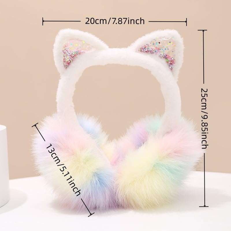 JIAHG Cute Cartoon Animal Winter Earmuffs Soft Faux Fur Ear Warmers Adjustable for Adults Teens Thermal Plush Ear Muffs3
