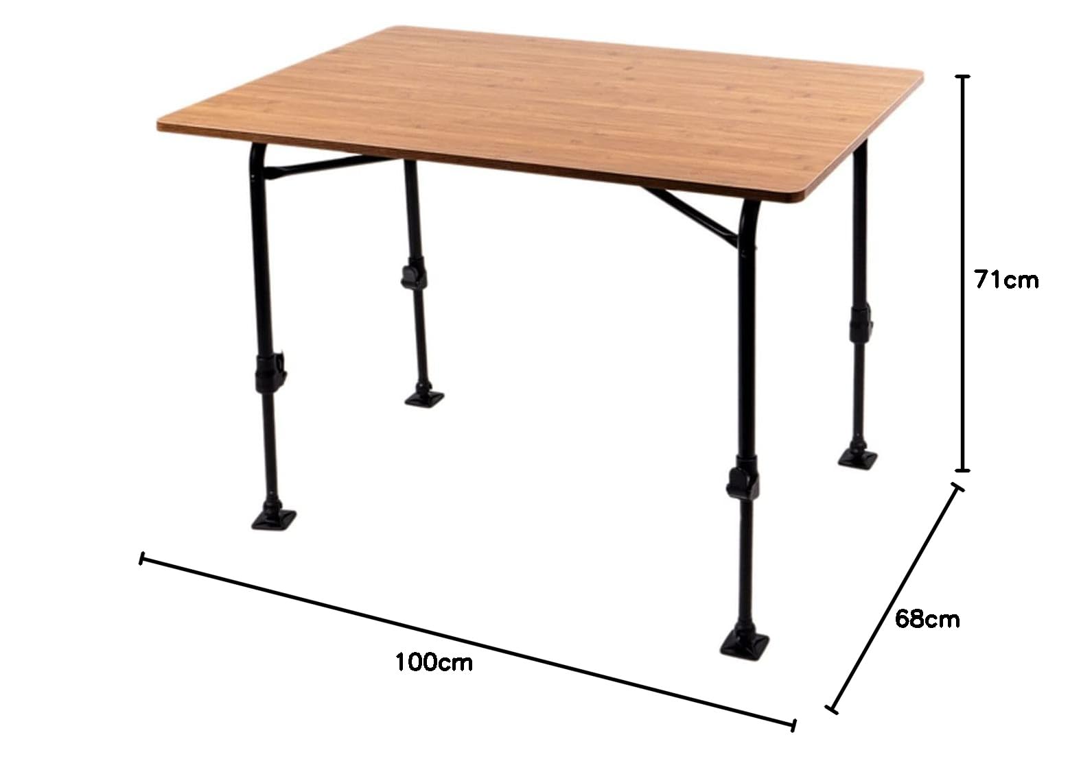 Campingtisch Klapptisch 100x68cm Gartentisch klappbar in Bambus-Optik, Aluminium