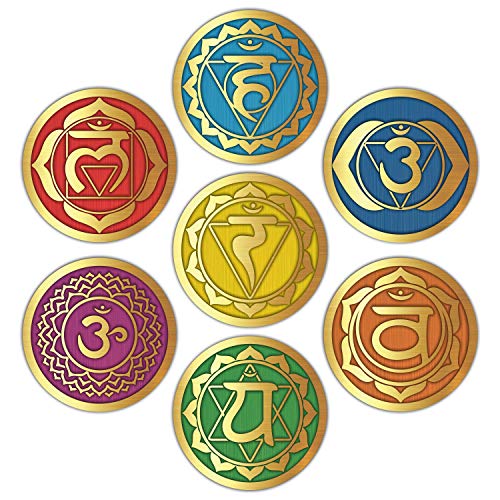 Seven Chakra Wall Stickers - (Set Of 7) 6" Large Round Vinyl Decals For Yoga Meditation Room Art Decor #TOP13