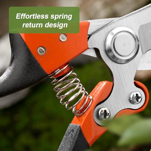 Image of HASTHIP Gardening Scissor, Pruner High Manganese Steel Gardening Shear with Safety Lock, Plant Cutter for Home Garden, Spring-Loaded Hand Pruner Cutter for Plants, Flowers, and Branches