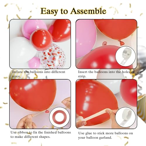 Image of Pink and Red Balloon Arch Kit,112pcs Different Size Pink and Red Balloons,Light Pink Balloons for Birthday Valentines Day Wedding Party Decoration
