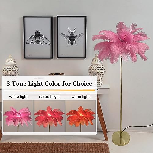 Lámpara de pie de plumas con bombilla G4 para decoración de cuartos 2